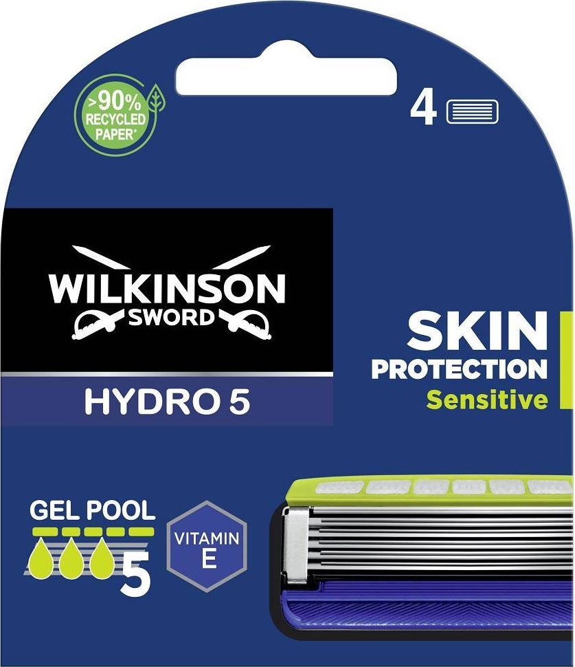 Wilkinson Hydro 5 Skin Protection Sensitive Replacement Razor Blades for Men 4pcs vīriešu skuvekļu piederumi