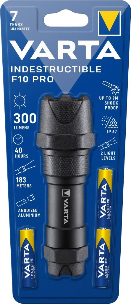 Varta Indestructible F10 Pro 6 Watt LED Aluminum 300 Lumen kabatas lukturis