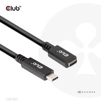 CLUB3D CAC-1529 USB Gen1 Type-C Extension Cable 5Gbps 60W(20V/3A) 4K60Hz M/F 2m USB kabelis