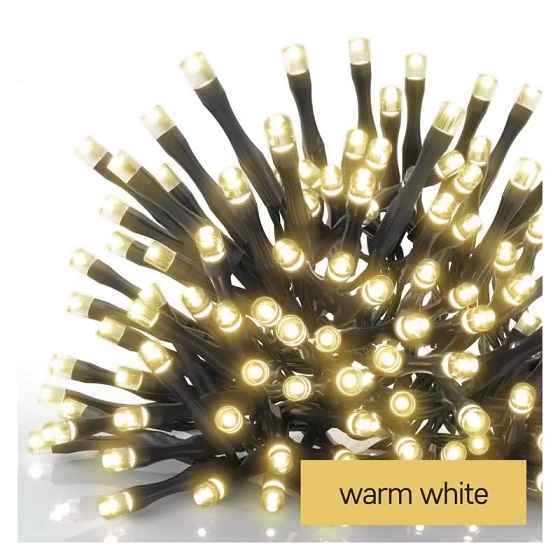 LED virtene, 30Vdc, 10m, 100x LED, silti balta,  bez barosanas avota, EMOS D1AW03 (8592920094693) Ziemassvētku lampiņas