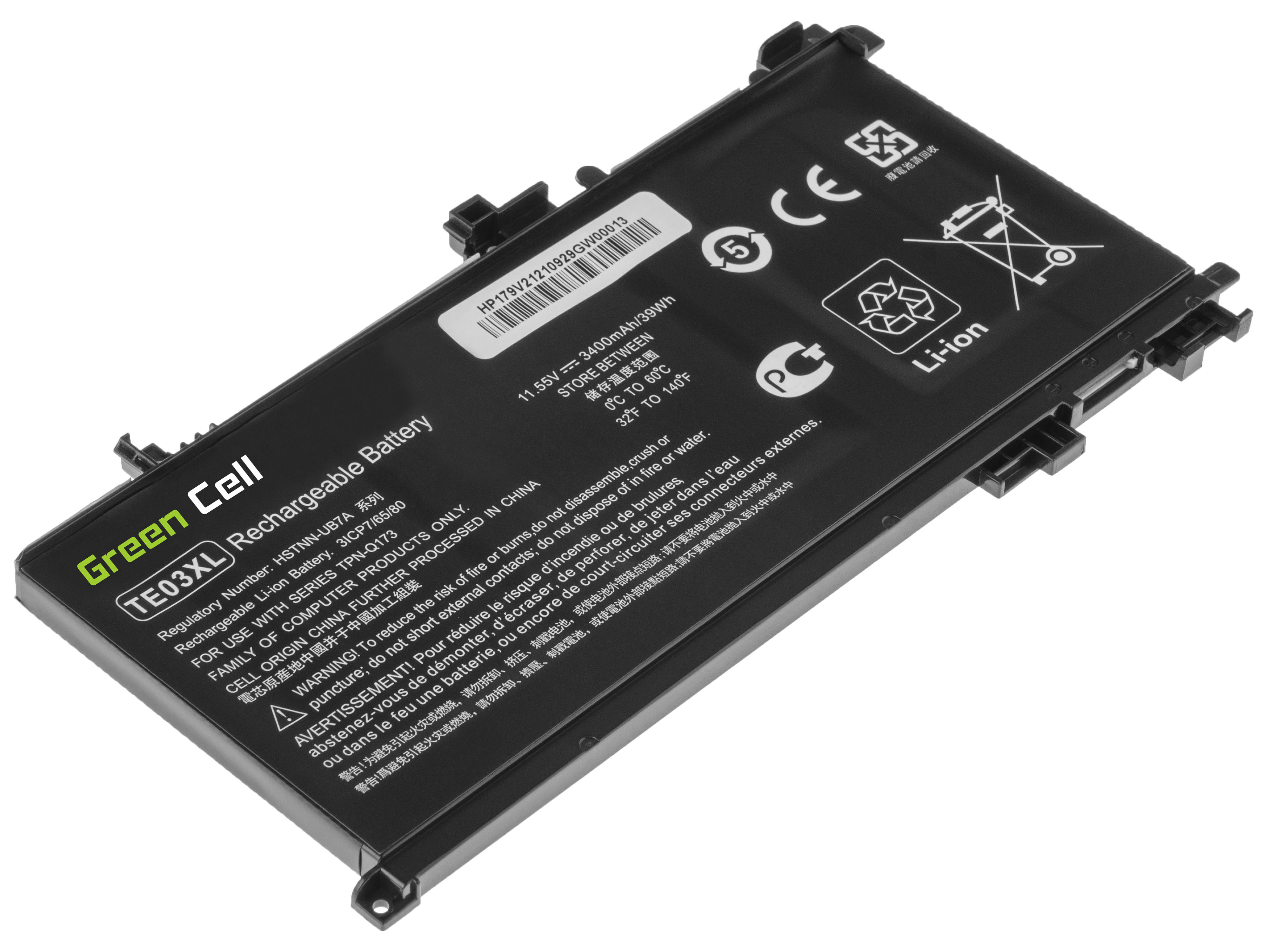 Green Cell for HP Omen 15-AX Pavilion 15-BC TE03XL 11,55V 3400mAh akumulators, baterija portatīvajiem datoriem