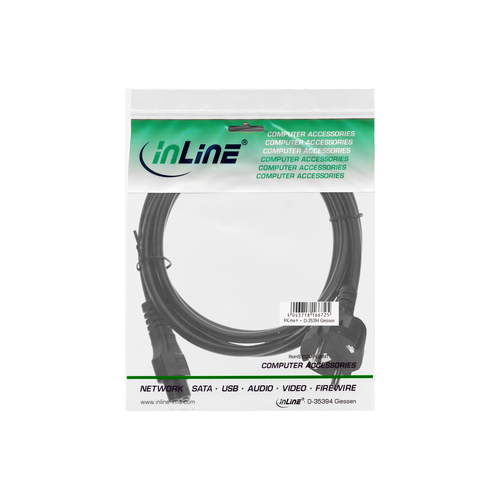 InLine Netzkabel, 3pol Kupplung, black - 1,8m Barošanas bloks, PSU