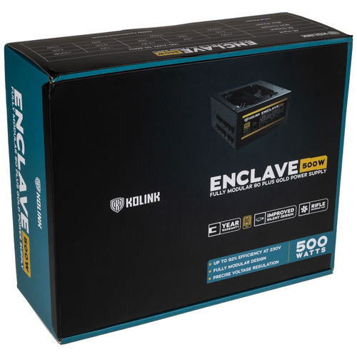 Kolink Enclave 80 PLUS Gold Netzteil, modular - 500 Watt Barošanas bloks, PSU