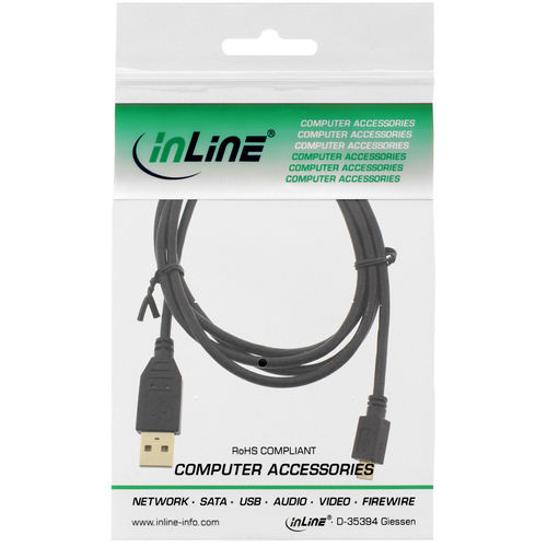 Kabel USB InLine microUSB 3m Black (31730P) USB kabelis