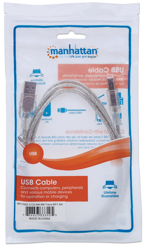 Manhattan Extension Cable USB 2.0 A-B M/M 1,8m Silver USB kabelis