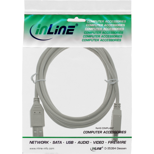 Kabel USB InLine USB-A (M/F) 1.8m Pelēks (34618L) USB kabelis