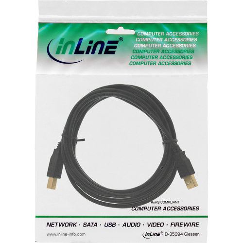 Kabel USB InLine USB-B 1m Black (34511X) USB kabelis