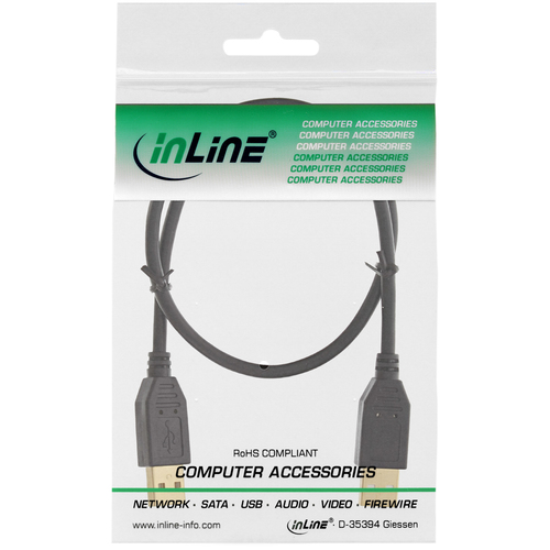 Kabel USB InLine USB A -> USB A (M/M) Black 1m (34310S) USB kabelis