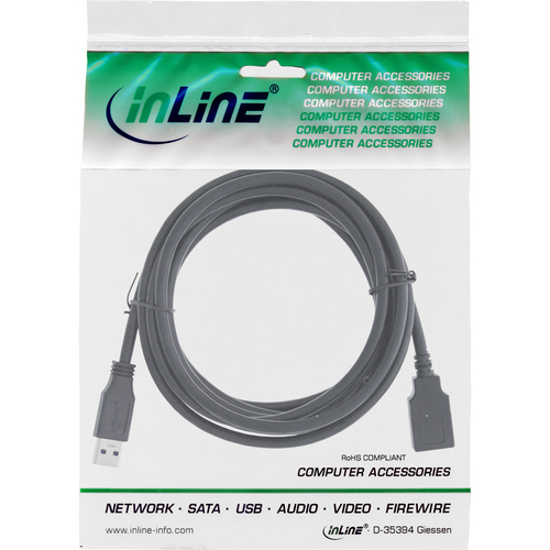 Kabel USB InLine USB 3.0 A/B, 1.5m, Black (35615) USB kabelis