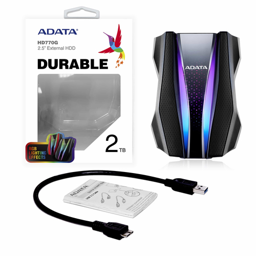 ADATA External Hard Drive HD770G 2TB, USB 3.2, Black Ārējais cietais disks