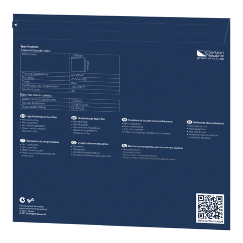 Arctic Cooling CPC Acc Thermal Pad Arctic 2902900,5mm 290x290mm, t:0,5mm 4895213702300 procesora dzesētājs, ventilators