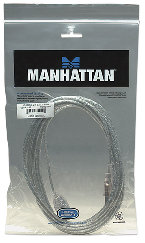 Manhattan Extension Cable USB 2.0 A-A M/F 3m Silver USB kabelis