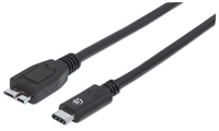 USB Kabel 3.1 Manhattan micro C -> B St/St  1.00m black USB kabelis