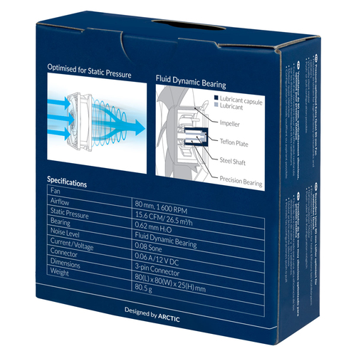 ARCTIC P8 Silent - Pressure-optimised Extra Quiet 80 mm Fan ventilators