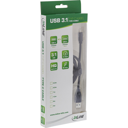 InLine USB-A - USB-C cable 1.5 m Black (35714) USB kabelis