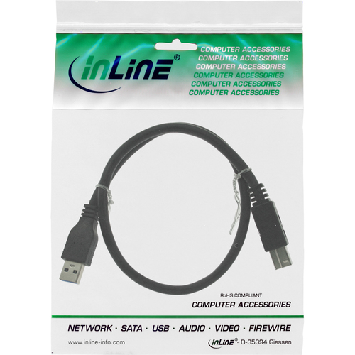 InLine 35310 USB 3.0 Kabel A / B USB 3.0 Typ A Stecker auf USB 3.0 Typ B Stecker 1m black USB kabelis