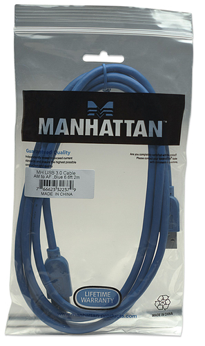 USB Kabel Manhattan A -> A St/Bu  2.00m blue Verl. USB kabelis