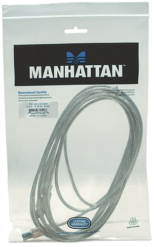 Manhattan Extension Cable USB 2.0 A-B M/M 5m Silver USB kabelis