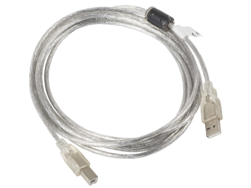 Cable USB 2.0 AM-BM 3M Ferryt transparent USB kabelis