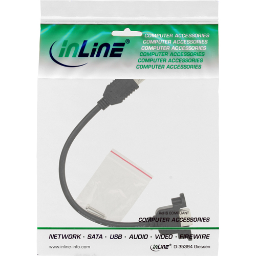 Kabel USB InLine for obudowy USB A/B, 0.2m, Black (33441F) USB kabelis