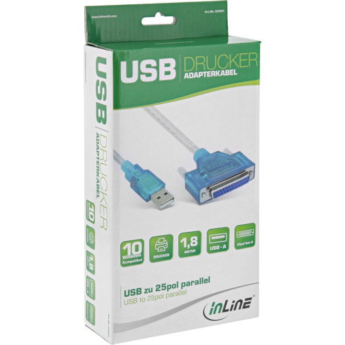 Kabel USB InLine USB na LPT (Rownolegly) 1.8m (33397I) USB kabelis