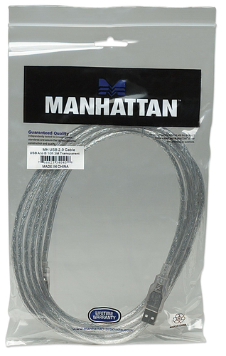 Manhattan Hi-Speed USB 2.0 Device Cable A-B M/M 3m Silver USB kabelis