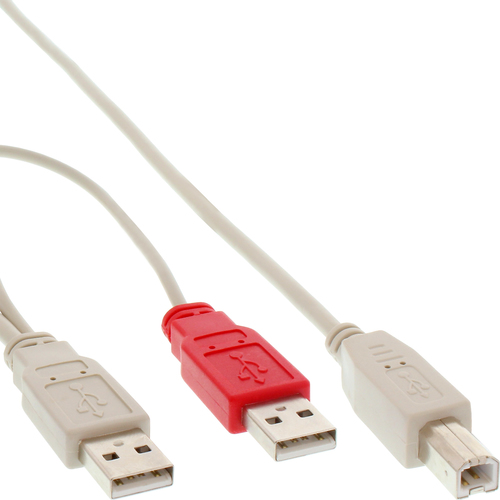 Kabel USB InLine 2x USB-A na 1x USB-B 1m (34510X) USB kabelis