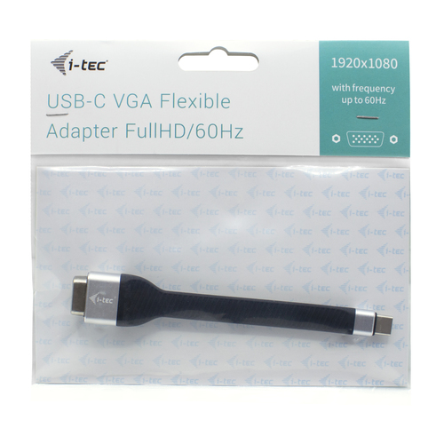 i-tec USB-C VGA Flat Video Adapter 60Hz 1x VGA 4K Ultra HD TB3 compatible USB kabelis