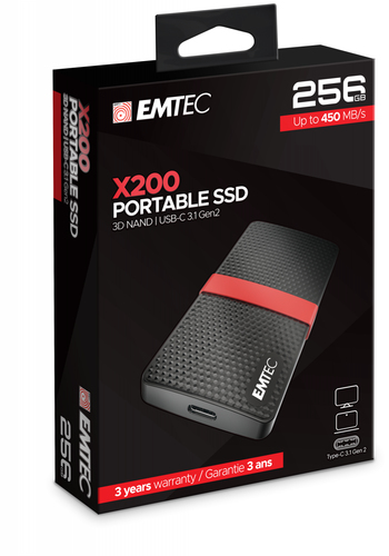 EMTEC SSD 256GB 3.1 Gen2 X200 Portable 4K retail Ārējais cietais disks