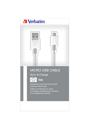 Verbatim Mirco B USB Cable. Silver Sync&Charge. 100 cm.  23942488620 USB kabelis