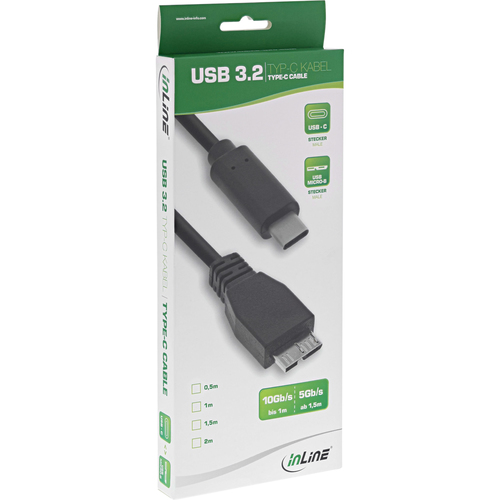 Kabel USB InLine USB C -> USB Micro-B (M/M) Black 2m (35722) USB kabelis