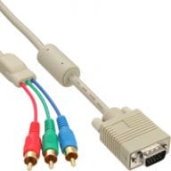 InLine VGA RGB Kabel, VGA Stecker an 3x Cinch Stecker - 2m kabelis video, audio