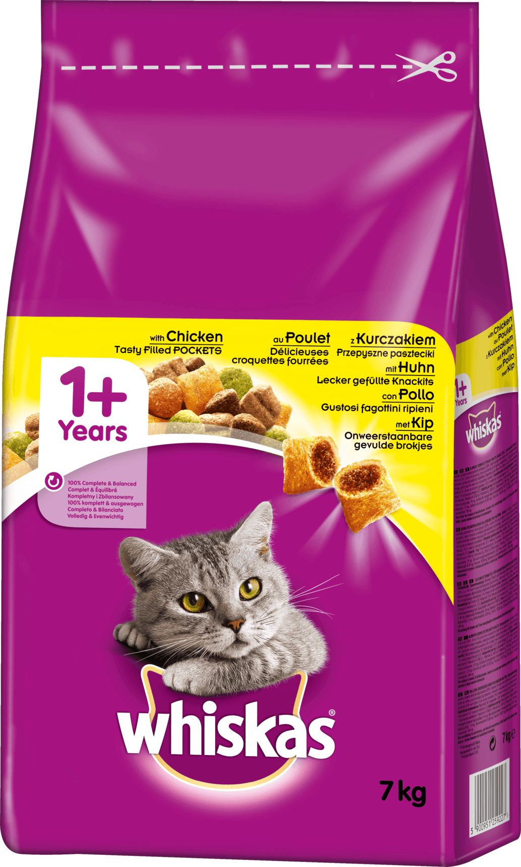 Whiskas Karma sucha z Kurczakiem 7kg 1480826 (5900951259227) kaķu barība