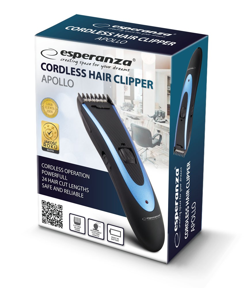 Esperanza EBC004 Hair clippers APOLLO BLACK-BLUE (1,5mm-24mm) matu, bārdas Trimmeris