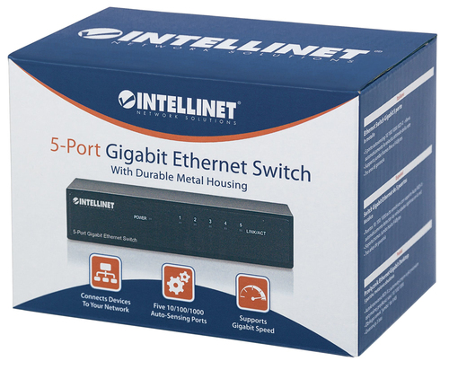 Intellinet Gigabit switch 5x 10/100/1000 Mbps RJ45 desktop metal black komutators