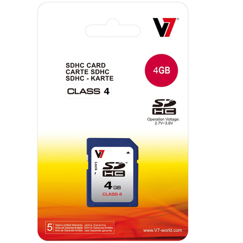  V7 4GB SDHC CL4 (VASDH4GCL4R-2E) atmiņas karte