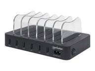 Manhattan Charging Station, 6x USB-A Ports, Outputs: 6x 2.4A, Smart IC, LED Indicator Lights, Black iekārtas lādētājs