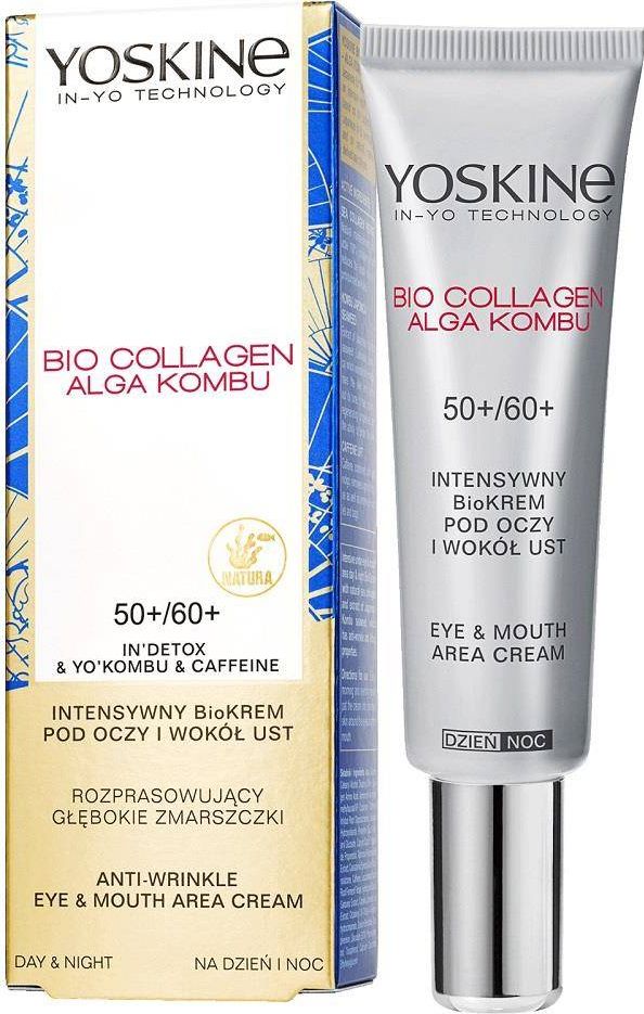 Yoskine Bio Collagen Alga Kombu 50+/60+ intensywny bio-krem pod oczy i wokol ust na glebokie zmarszczki na dzien i na noc 15ml 5900525069061 ēnas