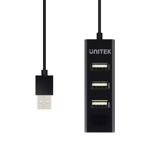 Unitek Hub 4x USB 2.0. mini, black, Y-2140 USB centrmezgli