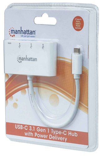 Manhattan USB-C 3.1 Ladeport mit 3x USB-A m. Ladeport schw. USB centrmezgli