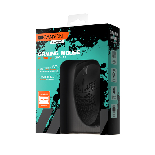 CANYON,Gaming Mouse with 7 programmable buttons, Pixart 3519 optical sensor, 4 levels of DPI and up to 4200, 5 million times key life, 1.65m Datora pele