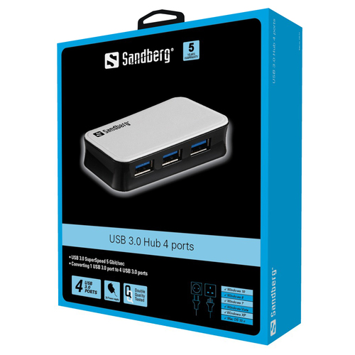 Sandberg USB 3.0 Hub 4 ports USB centrmezgli