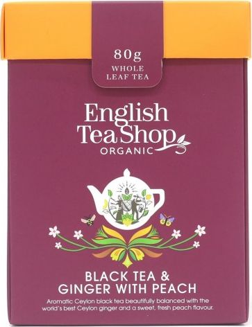 English Tea English Tea Shop, Herbata sypana, Black Tea & Ginger with Peach, 80 g ETS09868 (680275059868) piederumi kafijas automātiem