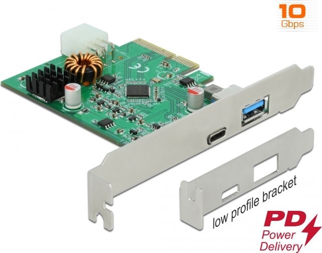 Kontroler Delock PCIe 3.0 x4 - USB 3.2 Gen 2 + USB-C (89001) 89001 (4043619890019) karte