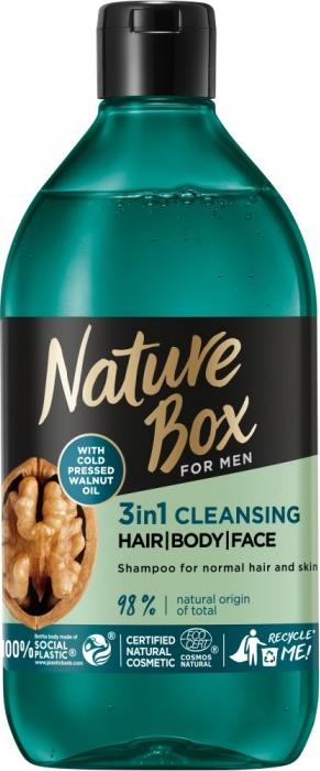 Nature Box NATURE BOX_For Men 3in1 Cleansing Hair,Body,Face szampon z olejem z awokado Orzech 385ml 9000101668834 (9000101668834) Matu šampūns