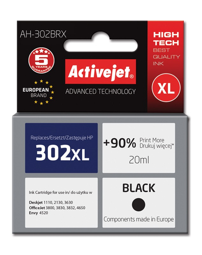 Activejet ink for Hewlett Packard No.302XL F6U68AE toneris