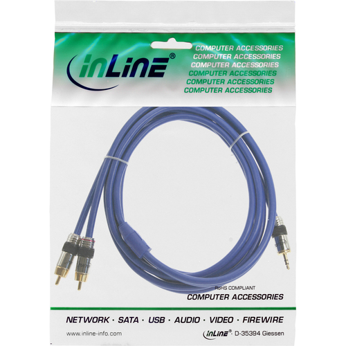 InLine Cinch/Klinke Kabel, 2x Cinch an 3,5mm Klinke - 1m kabelis video, audio