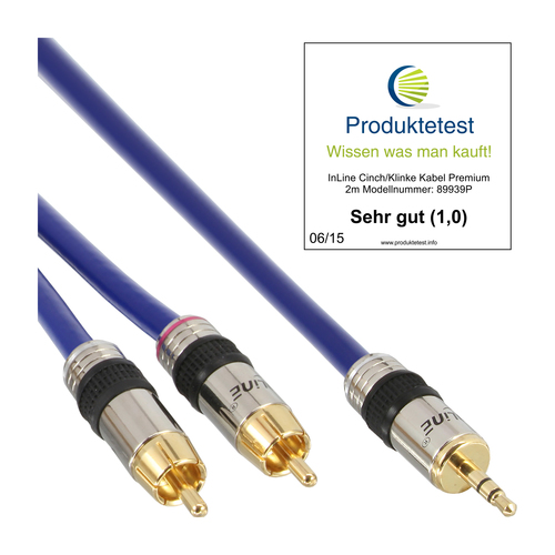 InLine Cinch/Klinke Kabel, 2x Cinch an 3,5mm Klinke - 2m kabelis video, audio