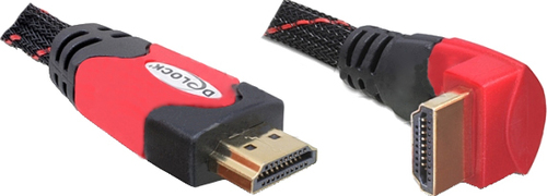 Delock Cable High Speed HDMI with Ethernet HDMI A male > HDMI A male angled 5m kabelis video, audio