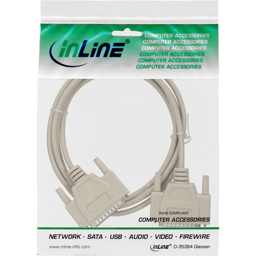  InLine Kabel Szeregowy DB25 meski - meski 10m - 11119M kabelis video, audio
